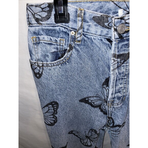 Pacsun Women’s Distressed Hem Jeans Size 28x27 Blue Butterfly Motif Party School - Picture 5 of 12